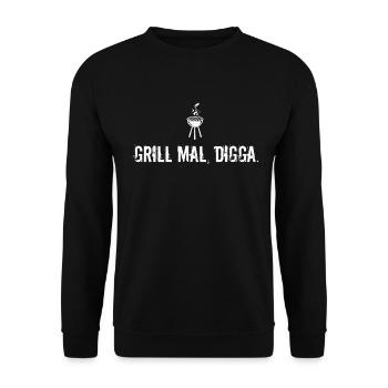 Grill Mal Digga BBQ Grillmaster Griller Saying - Unisex Sweatshirt - black - Front - Alina (178cm) & Michal (187cm)