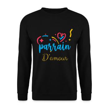 Parrain D' Amour Idée Cadeau Famille - Sweat-shirt Unisexe - noir - Devant - Alina (178cm) & Michal (187cm)