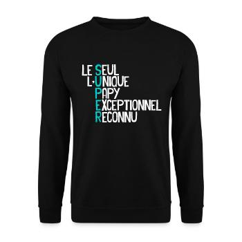 Papy unique Le Seul C'est Mon Grand-Père - Sweat-shirt Unisexe - noir - Devant - Alina (178cm) & Michal (187cm)