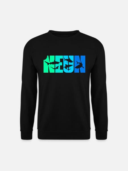 9. Geburtstag Weißer Hai Junge 9 Jahre alt Haie - Unisex Pullover - Schwarz