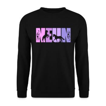 9. Geburtstag Mädchen 9 Jahre alt Pferde Pferd - Unisex Pullover - Schwarz - Vorne - Alina (178cm) & Michal (187cm)