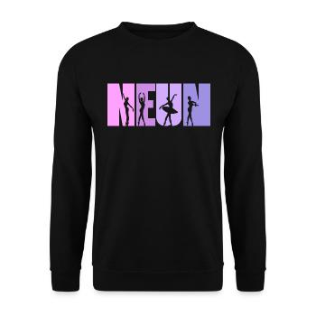 9. Geburtstag Mädchen 9 Jahre alt Ballet Ballerina - Unisex Pullover - Schwarz - Vorne - Alina (178cm) & Michal (187cm)