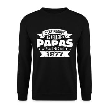 C'est Prouvé Les Meilleurs Papas Sont Nés En 1977 - Sweat-shirt Unisexe - noir - Devant - Alina (178cm) & Michal (187cm)