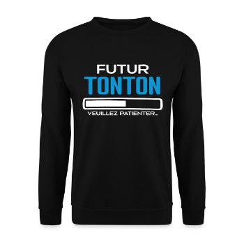 Futur Tonton Idée Cadeau Futur Tonton - Sweat-shirt Unisexe - noir - Devant - Alina (178cm) & Michal (187cm)