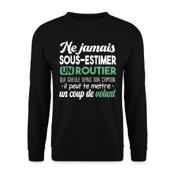 Routier Chauffeur Camion Humour Métier Poids Lourd - Sweat-shirt Unisexe - noir - Devant - Alina (178cm) & Michal (187cm)