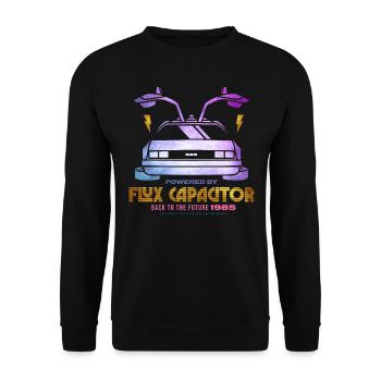 Back To The Future Powered By Flux Capacitor - Unisex Sweatshirt - black - Front - Alina (178cm) & Michal (187cm)
