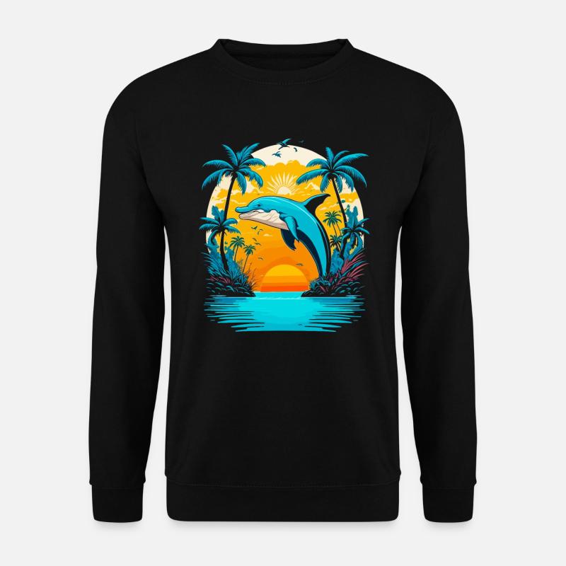 Dolphin Summer Tropical Sunset - Unisex Sweatshirt - black