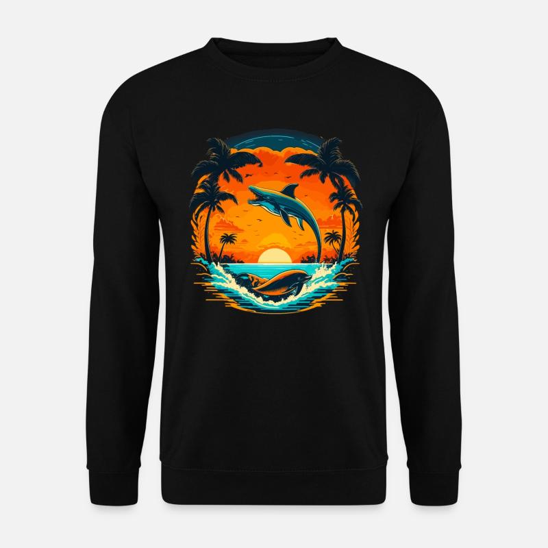 Delphin Sommer Sunset - Unisex Pullover - Schwarz