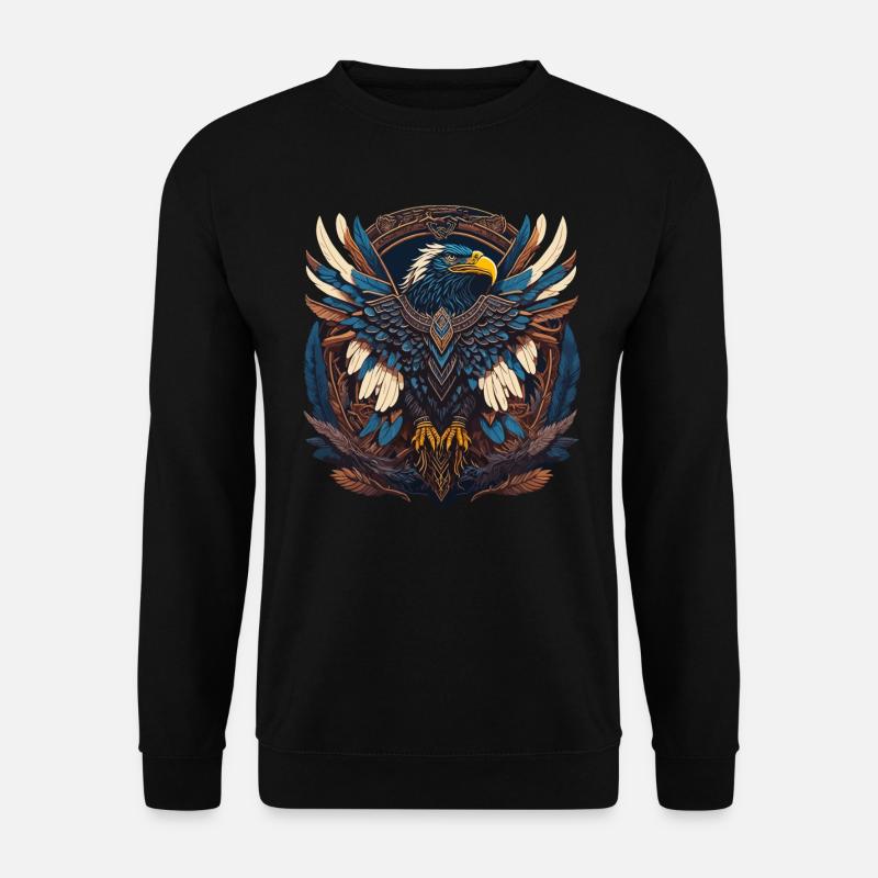 Native American Adler Indianer Falke Tier - Unisex Pullover - Schwarz