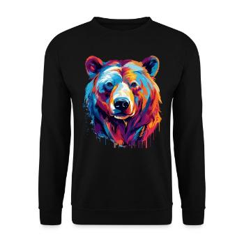Colorful bear paint blobs paint splashes - Unisex Sweatshirt - black - Front - Alina (178cm) & Michal (187cm)
