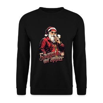Gangsta Wrapper Pull de Noël glacière père Noël - Sweat-shirt Unisexe - noir - Devant - Alina (178cm) & Michal (187cm)