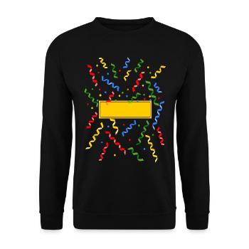 Konfetti Luftschlangen Karneval Kostüm Ortsschild - Unisex Pullover - Schwarz - Vorne - Alina (178cm) & Michal (187cm)