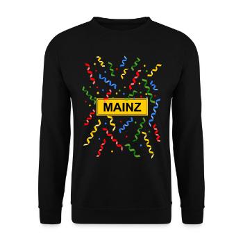 Mainz Mainzer Fastnacht Konfetti Kostüm Ortsschild - Unisex Pullover - Schwarz - Vorne - Alina (178cm) & Michal (187cm)