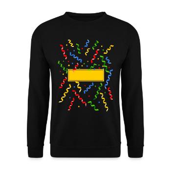Konfetti Luftschlangen Karneval Kostüm Ortsschild - Unisex Pullover - Schwarz - Vorne - Alina (178cm) & Michal (187cm)