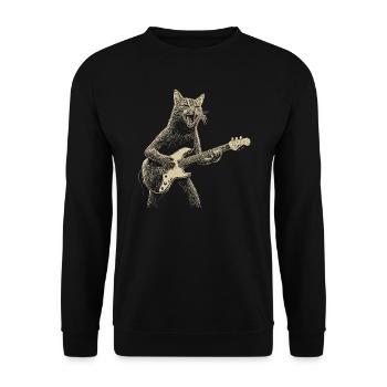 Rock Cat Playing Guitar vintage - Unisex Sweatshirt - black - Front - Alina (178cm) & Michal (187cm)