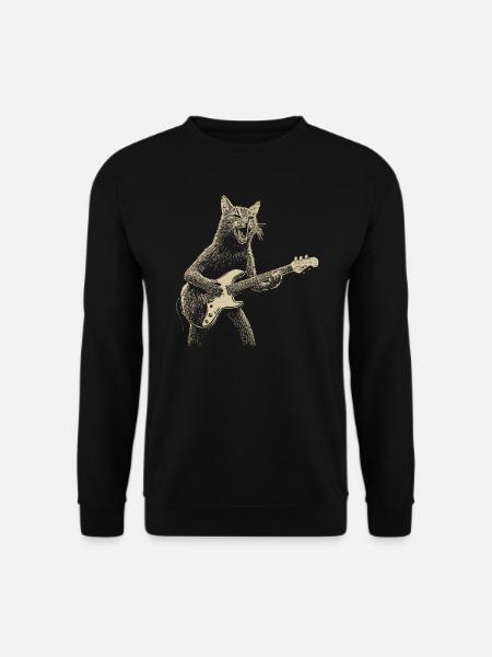 Rock Cat Playing Guitar vintage - Unisex Sweatshirt - black