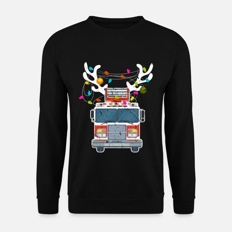 Weihnachts Feuerwehrauto Weihnachten Feuerwehr - Unisex Pullover - Schwarz