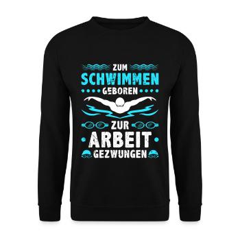 Zum Schwimmen Geboren Wasserratte Schwimm - Unisex Pullover - Schwarz - Vorne - Alina (178cm) & Michal (187cm)