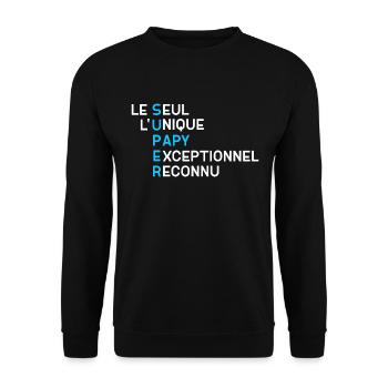 Papy Unique Exceptionnel - Sweat-shirt Unisexe - noir - Devant - Alina (178cm) & Michal (187cm)