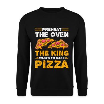 King Make Pizza Funny Pizzabäcker - Unisex Pullover - Schwarz - Vorne - Alina (178cm) & Michal (187cm)