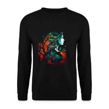 La femme comme de la forêt féerique Aquarelle à l’aérographe - Sweat-shirt Unisexe - noir - Devant - Alina (178cm) & Michal (187cm)