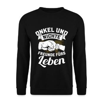 Onkel und Nichte - Freunde fürs Leben - Unisex Pullover - Schwarz - Vorne - Alina (178cm) & Michal (187cm)