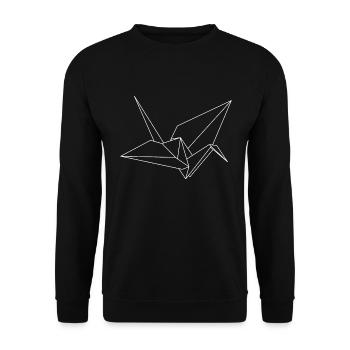 Origami Kranich - Unisex Pullover - Schwarz - Vorne - Alina (178cm) & Michal (187cm)