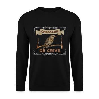 Papa Chasseur de grive idée cadeau chasse - Sweat-shirt Unisexe - noir - Devant - Alina (178cm) & Michal (187cm)
