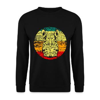 Tête de rhinocéros vintage - Sweat-shirt Unisexe - noir - Devant - Alina (178cm) & Michal (187cm)