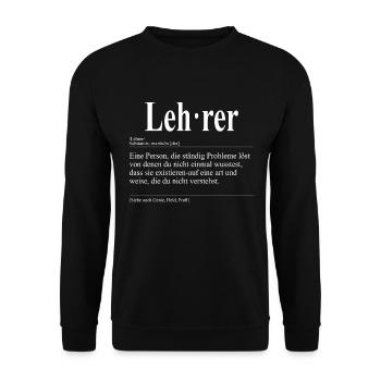 Lehrer Lustige Berufs Definition - Unisex Pullover - Schwarz - Vorne - Alina (178cm) & Michal (187cm)
