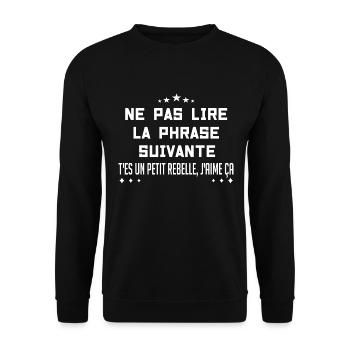 NE PAS LIRE LA PHRASE SUIVANTE - Sweat-shirt Unisexe - noir - Devant - Alina (178cm) & Michal (187cm)