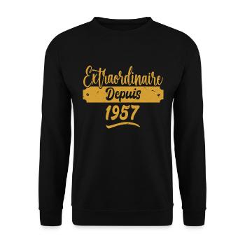 Extraordinaire Depuis 1957 | Cadeau Anniversaire - Sweat-shirt Unisexe - noir - Devant - Alina (178cm) & Michal (187cm)