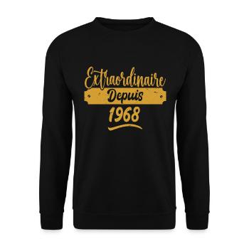 Extraordinaire Depuis 1968 | Cadeau Anniversaire - Sweat-shirt Unisexe - noir - Devant - Alina (178cm) & Michal (187cm)