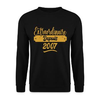 Extraordinaire Depuis 2007 | Cadeau Anniversaire - Sweat-shirt Unisexe - noir - Devant - Alina (178cm) & Michal (187cm)