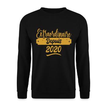 Extraordinaire Depuis 2020 | Cadeau Anniversaire - Sweat-shirt Unisexe - noir - Devant - Alina (178cm) & Michal (187cm)