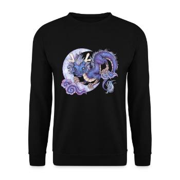 Drache Phantasie Mythologie Luft Himmel Mond Nacht - Unisex Pullover - Schwarz - Vorne - Alina (178cm) & Michal (187cm)
