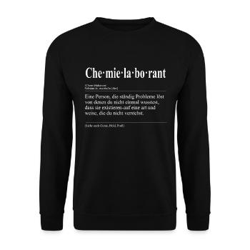 Chemielaborant Lustige Berufs Definition - Unisex Pullover - Schwarz - Vorne - Alina (178cm) & Michal (187cm)