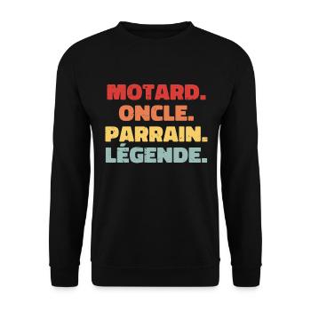 Motard | Oncle | Parrain | Légende - Sweat-shirt Unisexe - noir - Devant - Alina (178cm) & Michal (187cm)