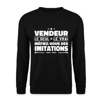 Vendeur le seul Vendeur le vrai Vendeur - Sweat-shirt Unisexe - noir - Devant - Alina (178cm) & Michal (187cm)