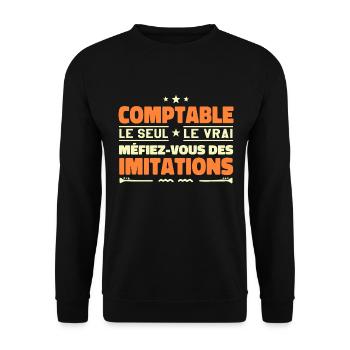 Comptable le seul. Comptable le vrai. Comptable - Sweat-shirt Unisexe - noir - Devant - Alina (178cm) & Michal (187cm)