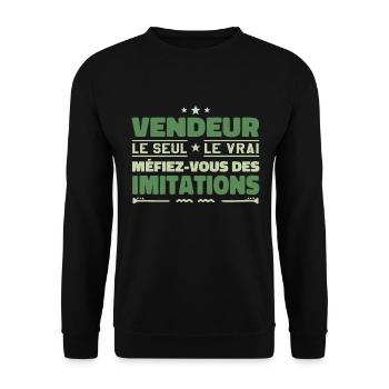 Vendeur le seul Vendeur le vrai Vendeur - Sweat-shirt Unisexe - noir - Devant - Alina (178cm) & Michal (187cm)