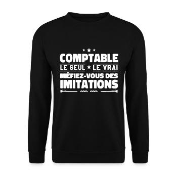 Comptable le seul. Comptable le vrai. Comptable - Sweat-shirt Unisexe - noir - Devant - Alina (178cm) & Michal (187cm)