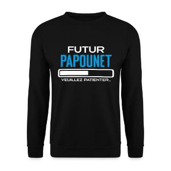 Futur Papounet Cadeau Fete des Peres Papa - Sweat-shirt Unisexe - noir - Devant - Alina (178cm) & Michal (187cm)