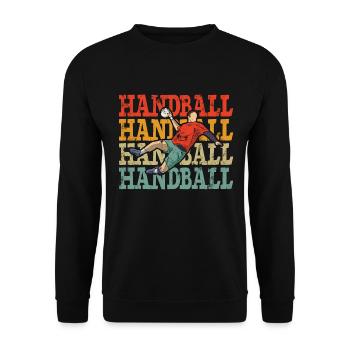 Handballer Handballspieler Handballteam - Unisex Pullover - Schwarz - Vorne - Alina (178cm) & Michal (187cm)