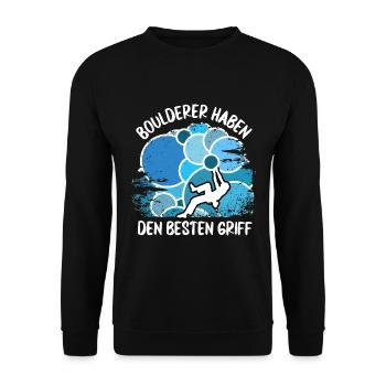 Vintage Bouldern Boulderer Klettern Kletterer - Unisex Pullover - Schwarz - Vorne - Alina (178cm) & Michal (187cm)