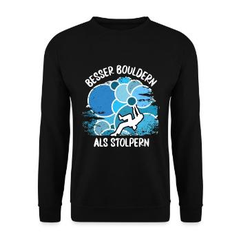 Vintage Bouldern Boulderer Klettern Kletterer - Unisex Pullover - Schwarz - Vorne - Alina (178cm) & Michal (187cm)