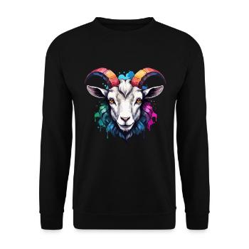 Ziegenhorn Cooles buntes niedliches Neon-Aquarell - Unisex Pullover - Schwarz - Vorne - Alina (178cm) & Michal (187cm)