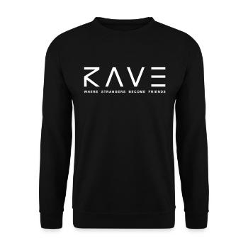 Rave Where Strangers Become Friends PLUR Partner - Unisex Pullover - Schwarz - Vorne - Alina (178cm) & Michal (187cm)