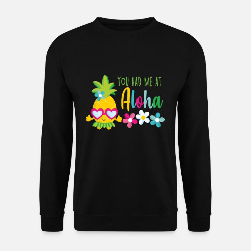 Aloha Ananas-Zeichnung Hawaii Strand Sommer Sonne - Unisex Pullover - Schwarz