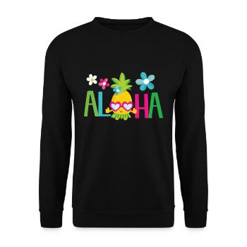 Aloha pineapple - summer sun beach Hawaii - Unisex Sweatshirt - black - Front - Alina (178cm) & Michal (187cm)